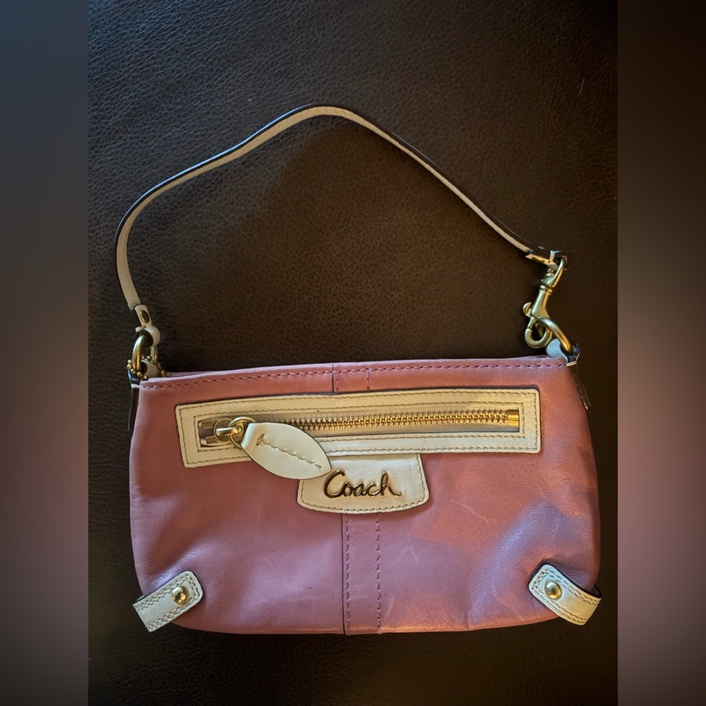 Coach Pink Leather mini Bag with Metallic Accents